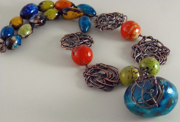 The Colorful Tagua Bead Statement Necklace from Junebug Jewelry Designs