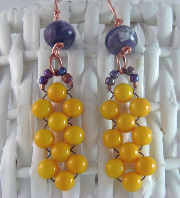 Amethyst and Golden Yellow Chandelier Earrings by Junebug Jewelry Designs on Etsy